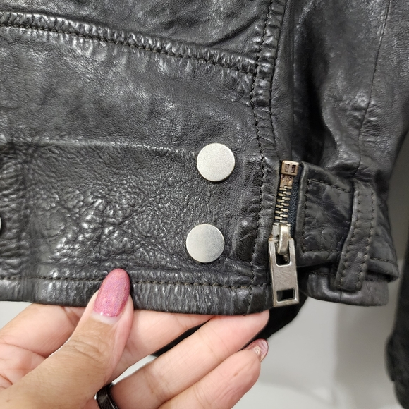 Mauritius Leather Saddy RF Studded Motorcycle Jacket in Black Women's Size M/8 - Picture 9 of 16